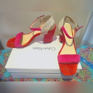 Calvin Klein color block strap sandals